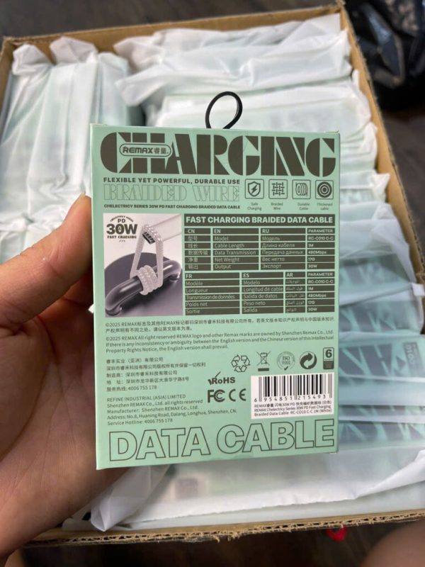 Cáp dữ liệu bện sạc nhanh PD 30W Chelectricy Series RC-C010 C-C