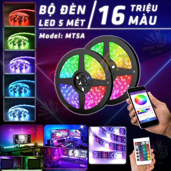 Đèn Dây Led RGB 16 triệu màu Điều Khiển Bằng Điện Thoại, Nháy Theo Nhạc, Trang Trí Decor Phòng