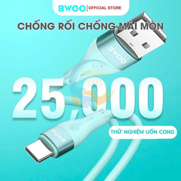 Cáp Sạc Nhanh X280C USB To Type-C Chính Hãng BWOO Dây Sạc Chống Rối Tương Thích Nhiều Thiết Bị