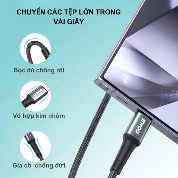 Cáp Sạc Nhanh Usb to Type C X288C Chính Hãng Bwoo Dùng cho các dòng máy chân Type C Samsung Oppo....