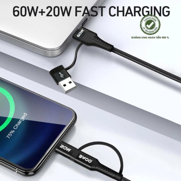 Cáp sạc 4in1 Bwoo sạc nhanh cho các dòng máy Iphone Samsung Oppo Xiaomi Rexmi Bảo Hành 6 Tháng