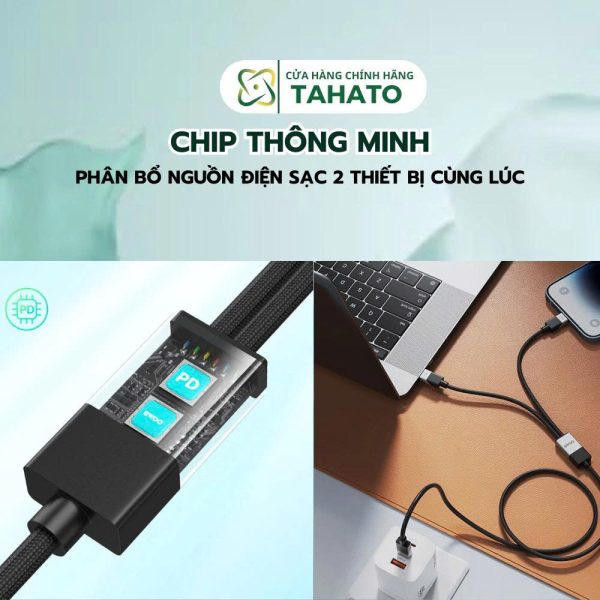 Dây Cáp Sạc Nhanh 2 Trong 1 BO-X306 Type-C To Type C & L Công suất 27W VÀ 100W Chính Hãng Bwoo