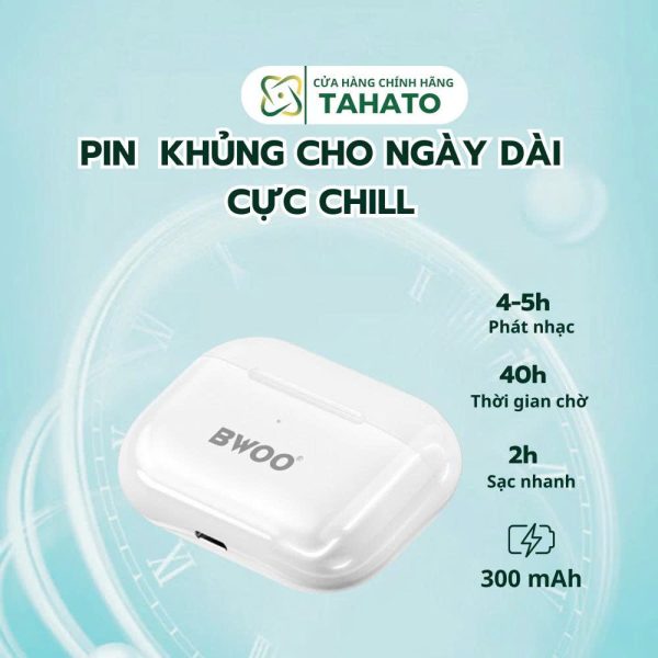 Tai Nghe Bluetooth Bw44 Chính Hãng Bwoo Nhét Tai Chống Ồn Thụ Động Tai nghe Kết Nối Không Dây Chống