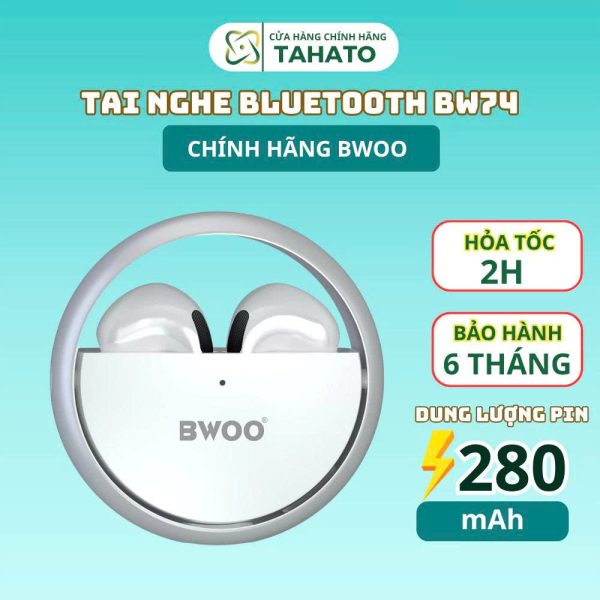 Tai nghe Bluetooth BW74 Tai Nghe Không Dây chính hãng Bwoo Cao cấp hợp kim nhôm pin trâu Mic chống ồ