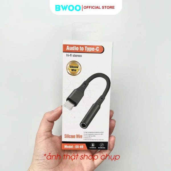 Jack Chuyển Đổi Tai NgheType-C Sang 3.5mm Chính Hãng BWOO SX-80