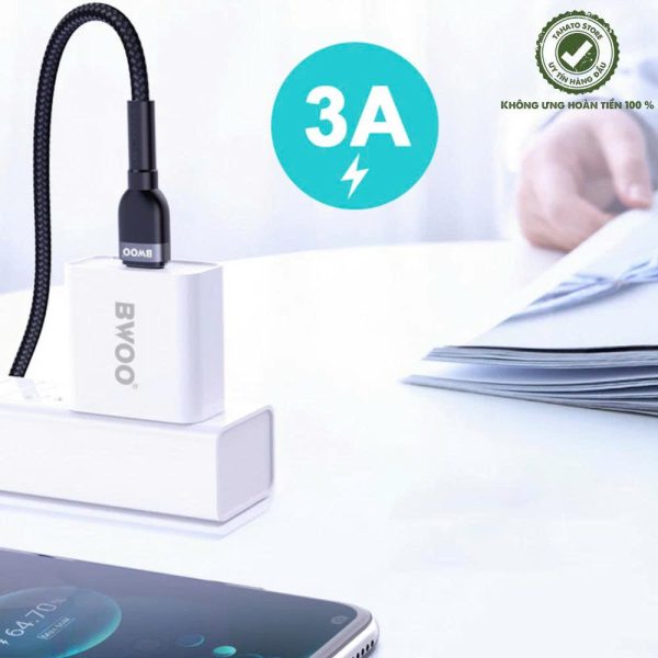 Cáp sạc Type C to Type C X168 BWOO chính hãng, cáp sạc hỗ trợ sạc nhanh siêu bền đẹp