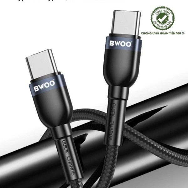 Cáp sạc Type C to Type C X168 BWOO chính hãng, cáp sạc hỗ trợ sạc nhanh siêu bền đẹp