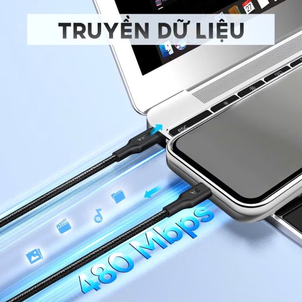 Dây Sạc Nhanh 1Hora CAB273 Cáp Type C to Lightning Dài 1M Sạc Nhanh 3A, Chất Liệu Dây Dù