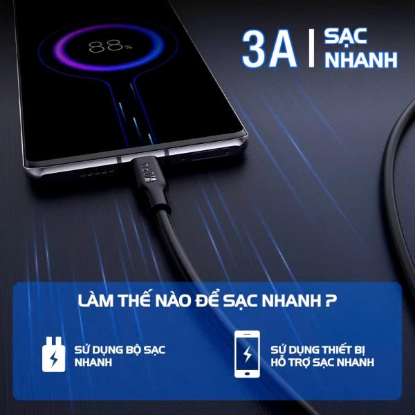 Dây Sạc Nhanh 1Hora CAB252 Cáp Type C to C Dài 1M Sạc Siêu Nhanh 3A, Chất Liệu Nhựa Cao Cấp
