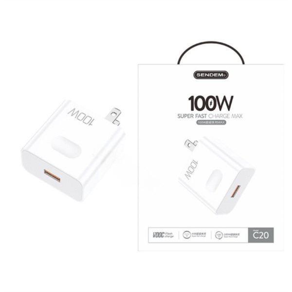 Bộ Củ Cáp Sạc Nhanh Type-C C20 100W Chính Hãng SENDEM – Bộ Sạc Nhanh 100W Cho Điện Thoại Android 🌟