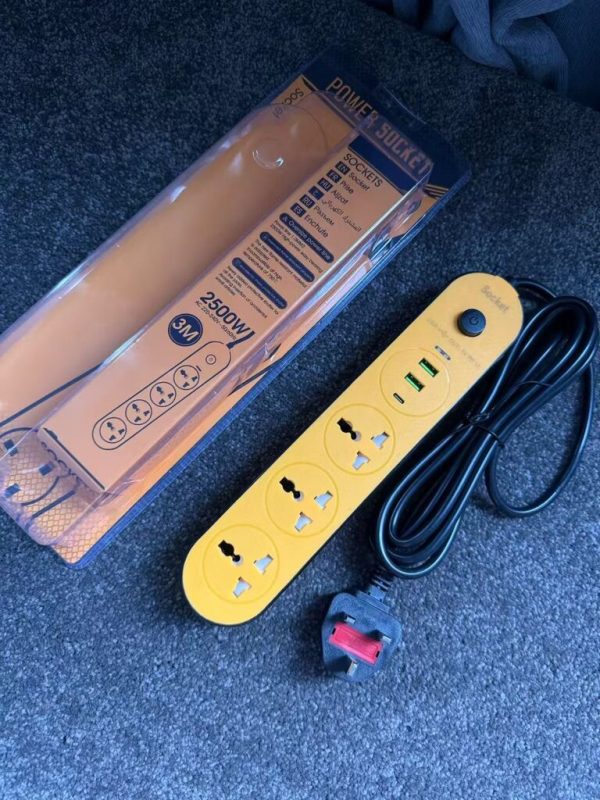 Ổ cắm điện đa năng 3M – 2500W (kèm cổng sạc USB + Type C ) Ổ cắm điện đa năng 3M – 2500W (kèm cổng sạc USB + Type C )