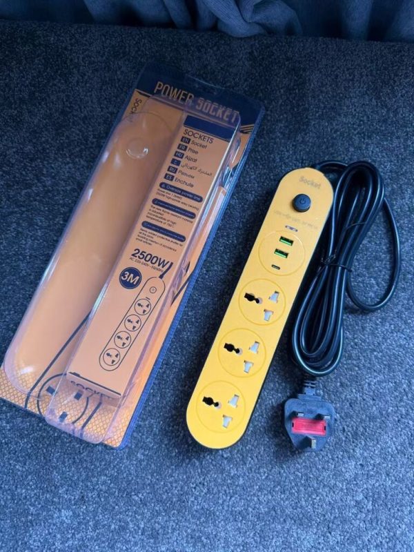 Ổ cắm điện đa năng 3M – 2500W (kèm cổng sạc USB + Type C ) Ổ cắm điện đa năng 3M – 2500W (kèm cổng sạc USB + Type C )