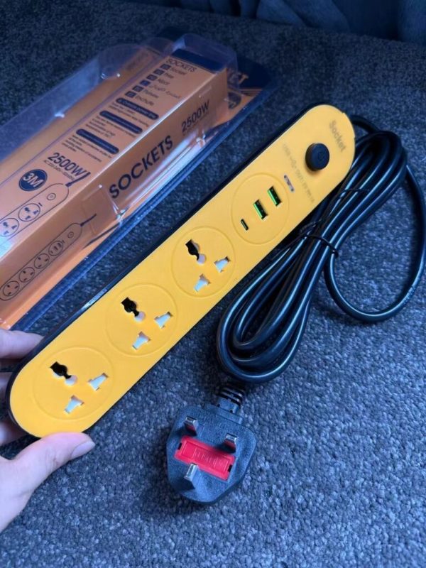 Ổ cắm điện đa năng 3M – 2500W (kèm cổng sạc USB + Type C ) Ổ cắm điện đa năng 3M – 2500W (kèm cổng sạc USB + Type C )