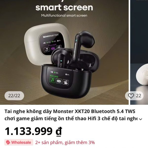 Tai nghe Bluetooth Monster Airmars XKT20 - Màu đen