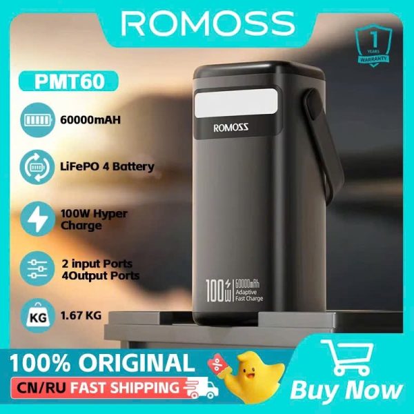 ⚡ Pin sạc dự phòng ROMOSS PMT60 – 60.000mAh | 100W sạc nhanh 2 chiều