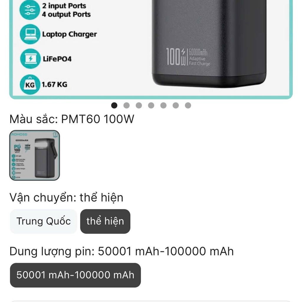 ⚡ Pin sạc dự phòng ROMOSS PMT60 – 60.000mAh | 100W sạc nhanh 2 chiều ⚡ Pin sạc dự phòng ROMOSS PMT60 – 60.000mAh | 100W sạc nhanh 2 chiều - Ảnh 13