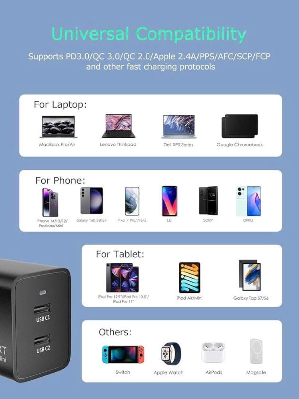 Bộ Sạc Nhanh GOLDNEXT 47W USB-C GaN Mini Charger - Nhỏ gọn, siêu mạnh mẽ