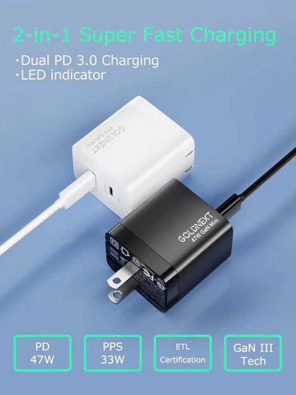 Bộ Sạc Nhanh GOLDNEXT 47W USB-C GaN Mini Charger - Nhỏ gọn, siêu mạnh mẽ