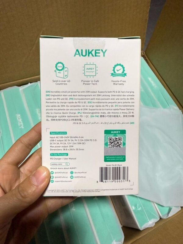 Củ sạc nhanh 20W hãng Aukey Omnia OMNIA USB-C PD PA-B1 (Đen) Củ sạc nhanh 20W hãng Aukey Omnia OMNIA USB-C PD PA-B1 (Đen)