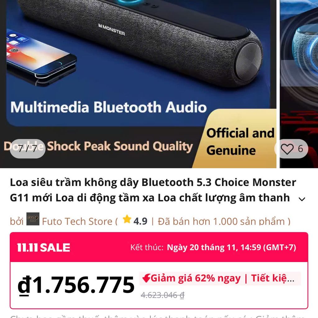 Loa Bluetooth Monster Airmars G11 – thiết kế soundbar, âm thanh vòm 360°, pin 6h Loa Bluetooth Monster Airmars G11 – thiết kế soundbar, âm thanh vòm 360°, pin 6h - Ảnh 6