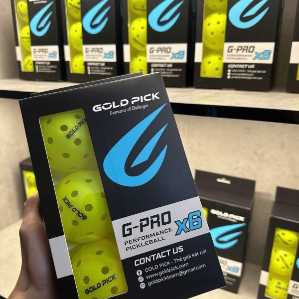 Hộp 6 quả bóng thi đấu Pickleball chính hãng Gold Pick, bóng 40 lỗ, nhựa nguyên sinh