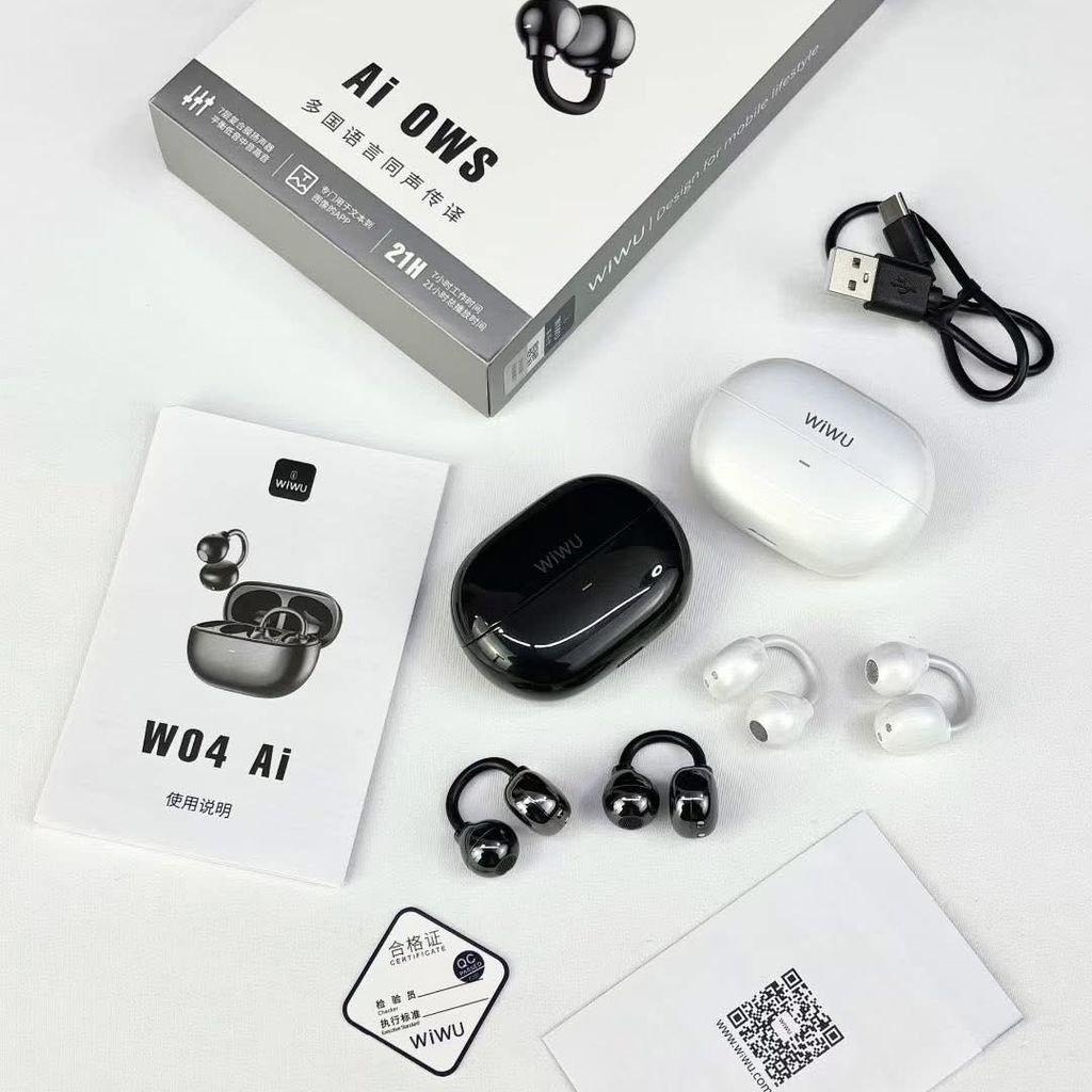 Tai nghe phiên dịch WiWU W04 Ai – Ai OWS, Bluetooth 5.3 phiên dịch thời gian thực Tai nghe phiên dịch WiWU W04 Ai – Ai OWS, Bluetooth 5.3 phiên dịch thời gian thực